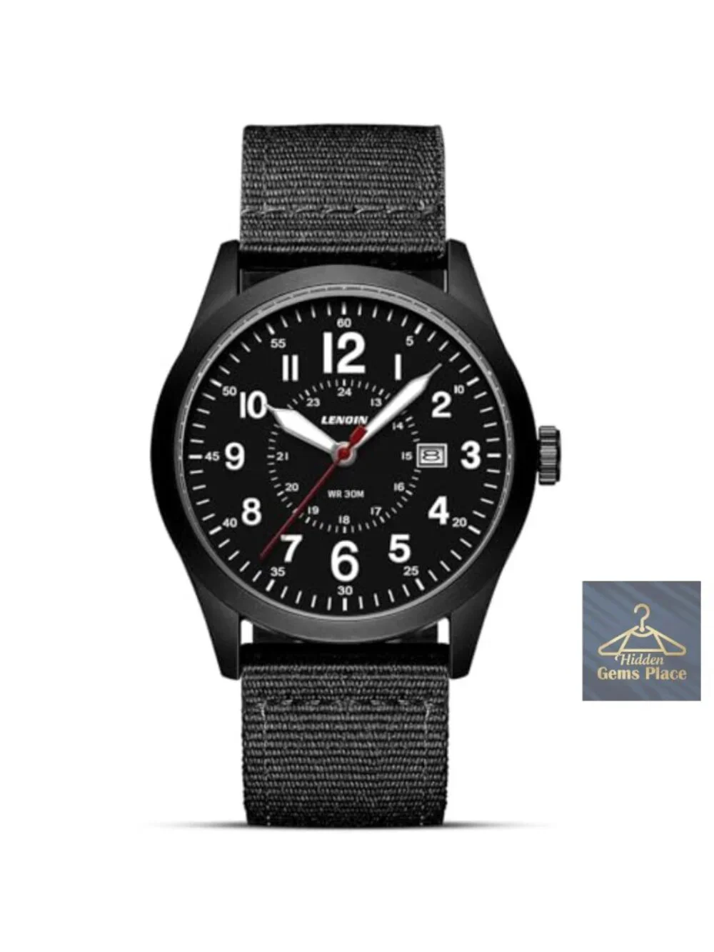 Men's Military Analog Quartz Watch, 42MM Nylon Strap, Date & Luminous